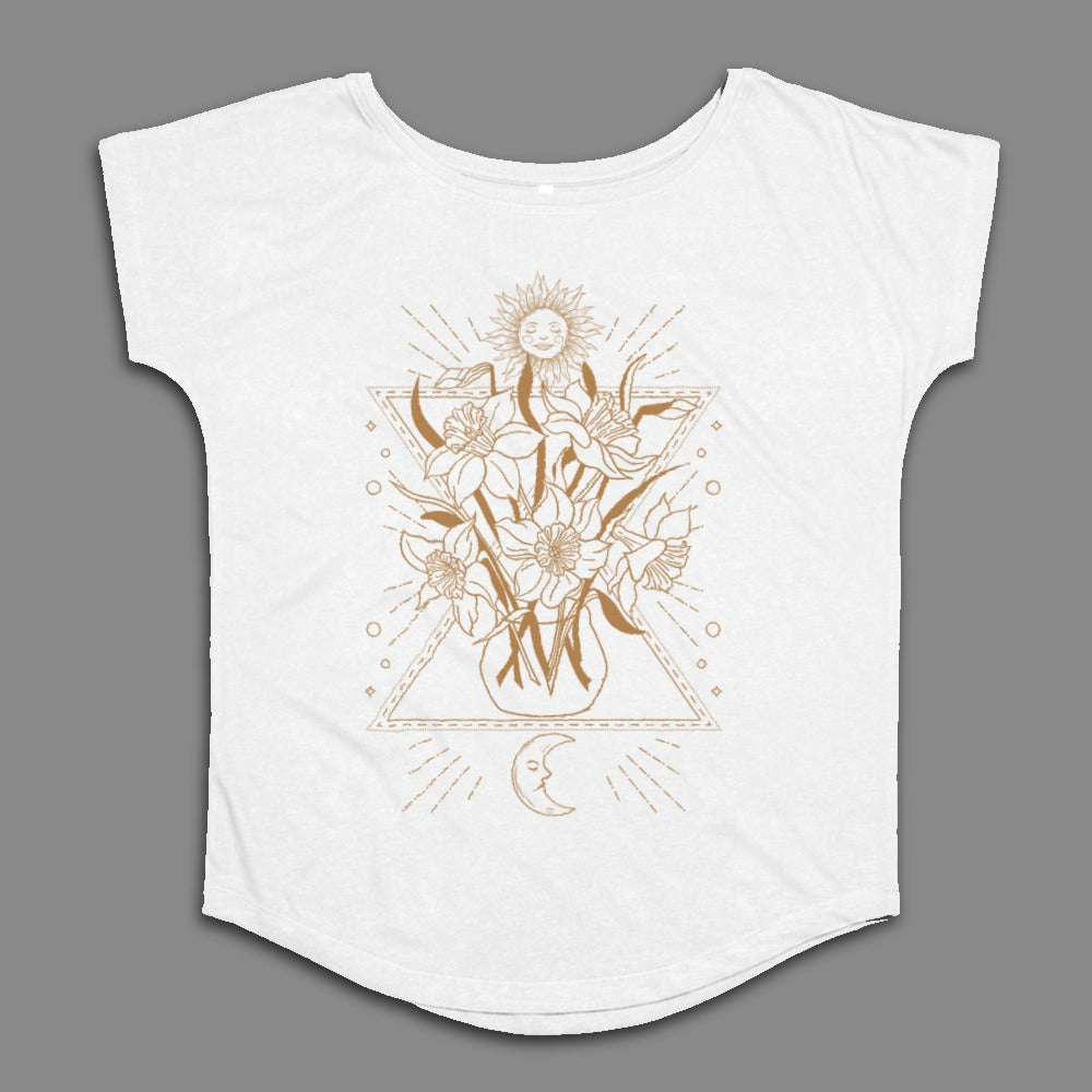 Floral Sun and Moon Design Women's T-Shirt