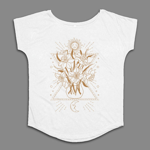 Floral Sun and Moon Design Women's T-Shirt