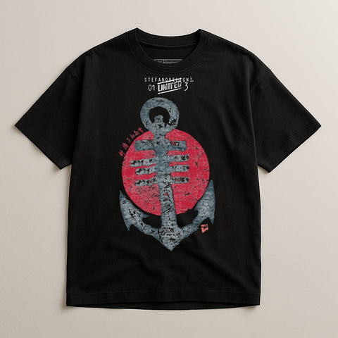 Anchor and Red Circle Graphic Design T-Shirt