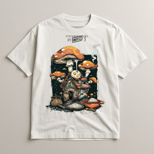 Whimsical Mushroom House with Smoke Unique T-Shirt