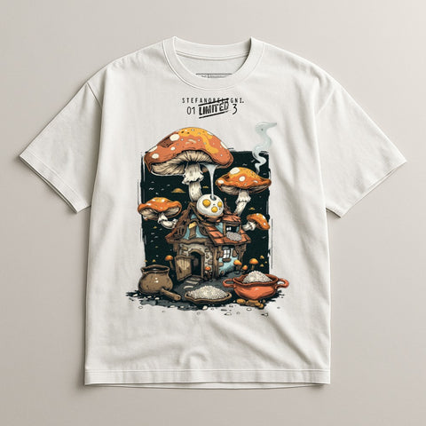 Whimsical Mushroom House with Smoke Unique T-Shirt