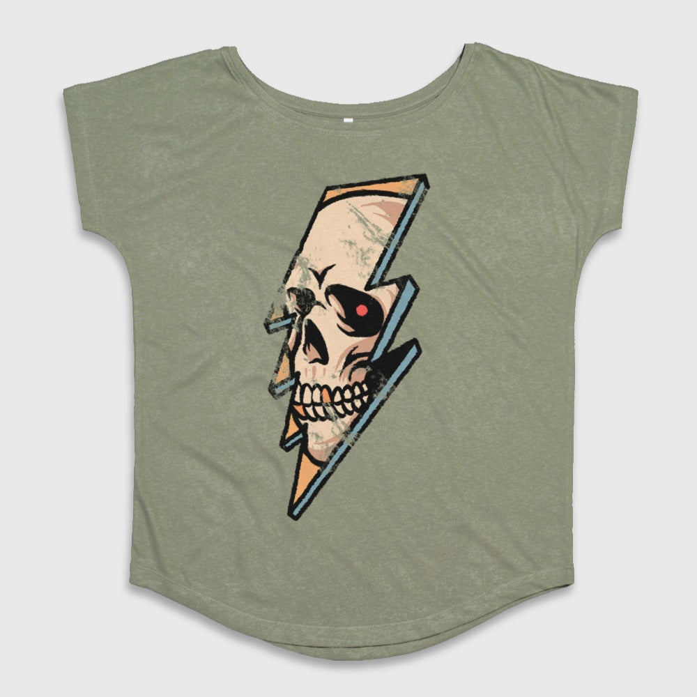 Skull and Lightning Bolt Graphic T-Shirt for Women