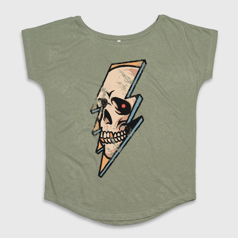 Skull and Lightning Bolt Graphic T-Shirt for Women