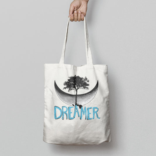 Dreamer Moon and Tree Graphic Tote Bag Product