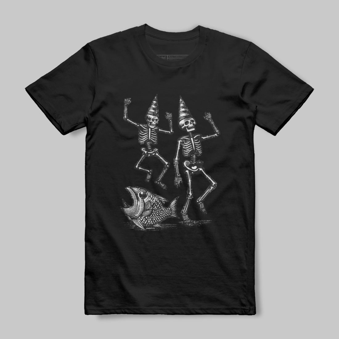 Dancing Skeletons and Fish Graphic Print T-shirt