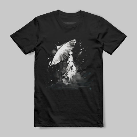 Ethereal Umbrella and Ghostly Figure Graphic Tee