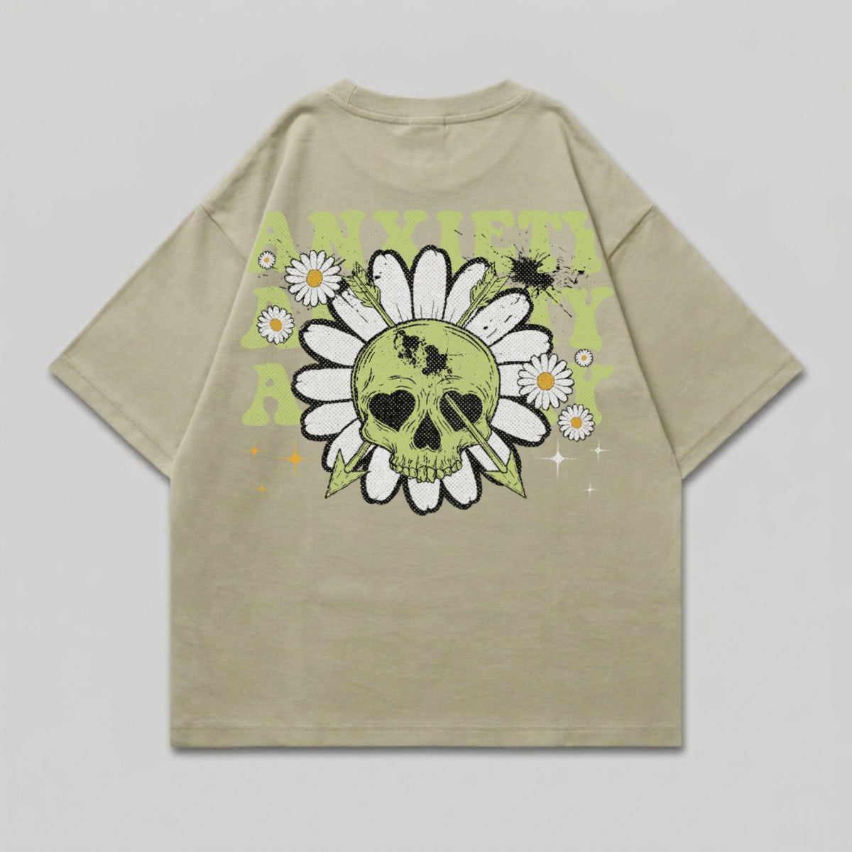 Edgy Green Skull Daisy Arrows Anxiety Graphic product type
Skull Print, Daisy Graphic, Arrows Design, Anxiety Text, Grunge Aesthetic, Edgy Style, Streetwear Fashion, Graphic Tee, Green Skull, Floral Skull, Vintage Inspired, Alternative Clothing, Khaki Shirt, Distressed Look, Oversized Top, Bohemian Vibes, Retro Grunge, Unique Design, Fashion Statement, Casual Wear