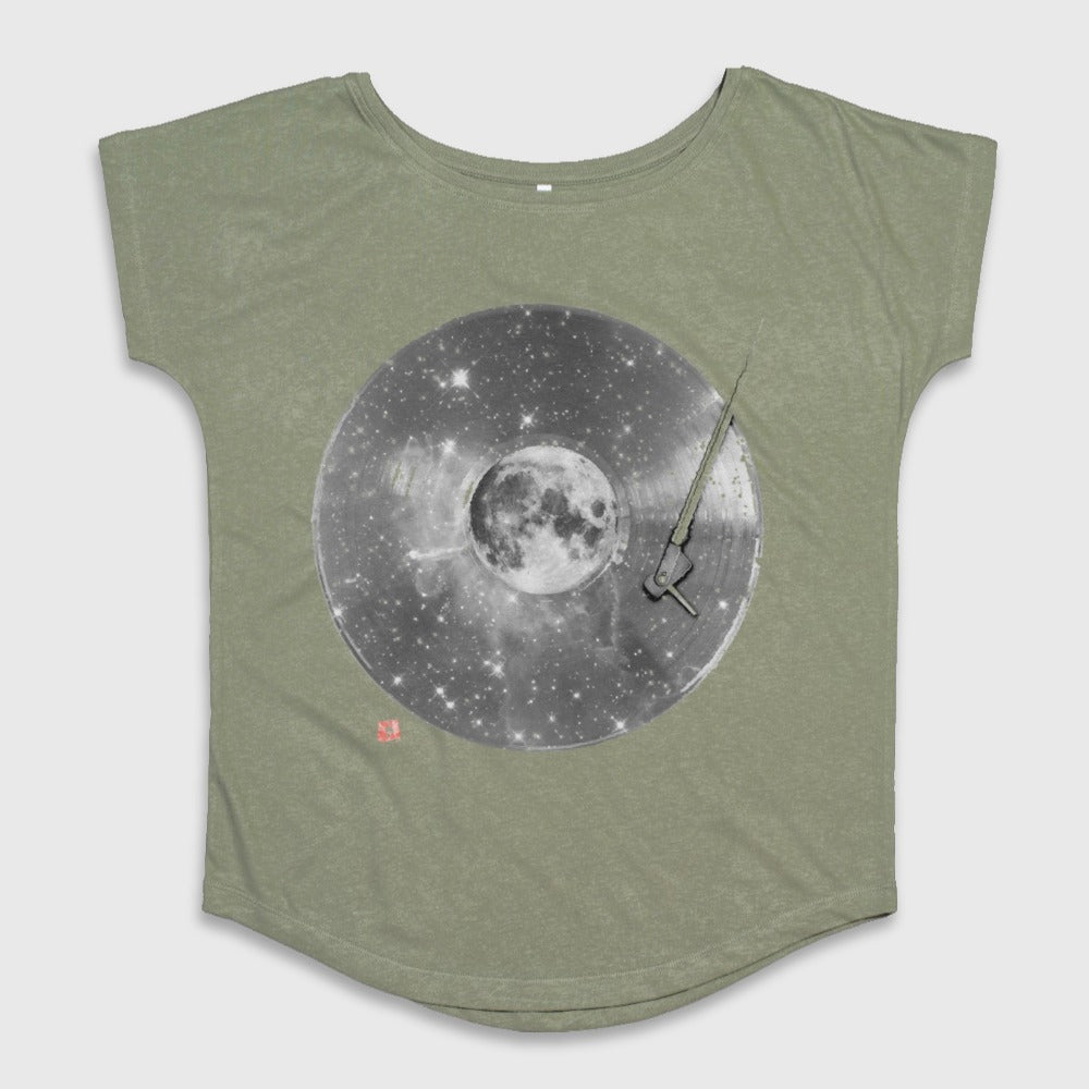 Moon Vinyl Record Space Graphic Women's T-shirt