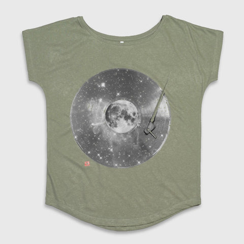 Moon Vinyl Record Space Graphic Women's T-shirt
