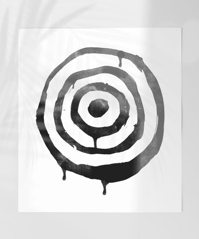 Modern Abstract Black and White Dripping Circle Art Poster