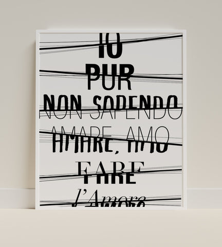 Io Pur Non Sapendo Amare Amo Fare l'Amore wall art