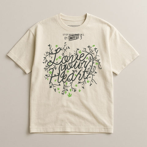 Love Your Heart Print Casual Tee for Everyday Wear