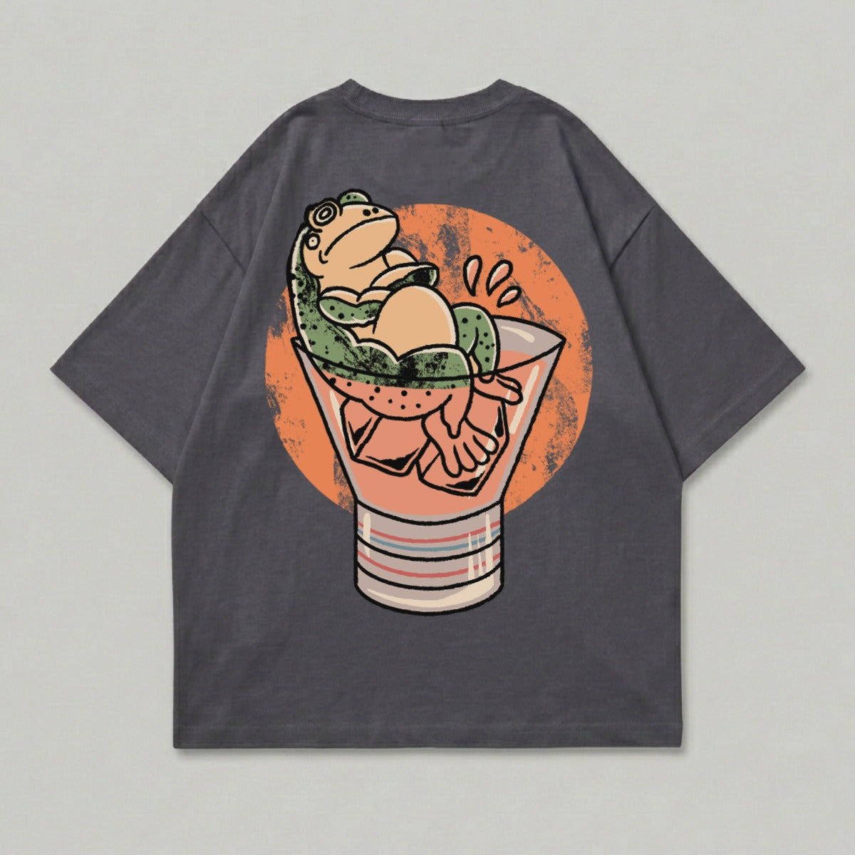 Relaxing frog cocktail glass orange circle design product type