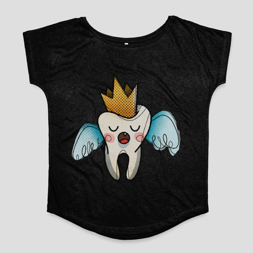 Cartoon Tooth with Crown and Wings Design Shirt