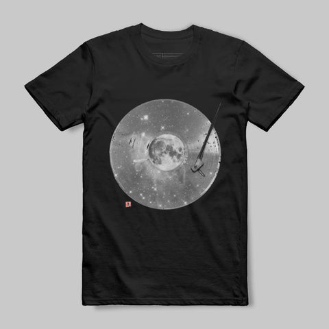 Moon Vinyl Record Design Graphic T-Shirt