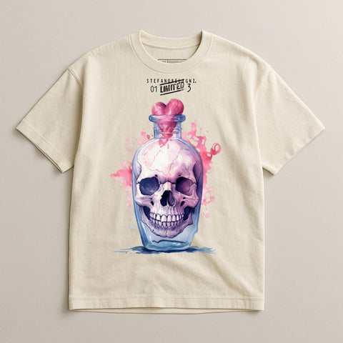Skull in Potion Bottle Graphic T-Shirt Unique Design