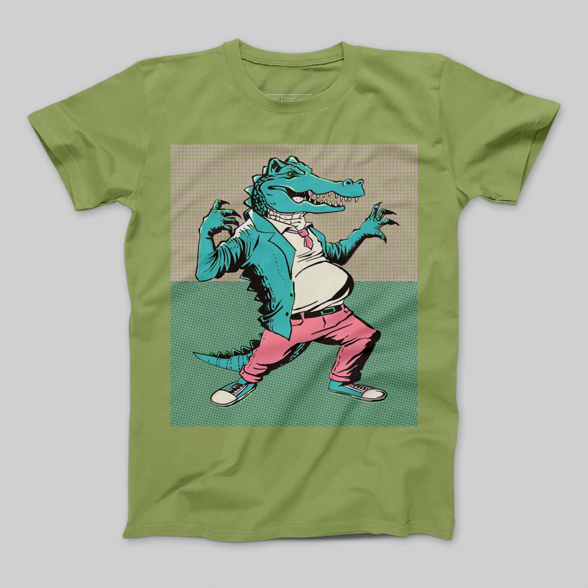 Cool Green T-Shirt with Funky Alligator Graphic Design