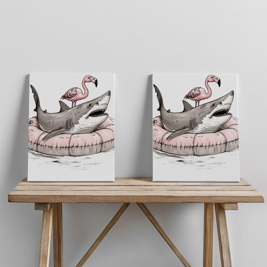 Quadro canvas flamingo-shark
