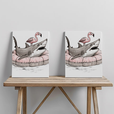 Quadro canvas flamingo-shark