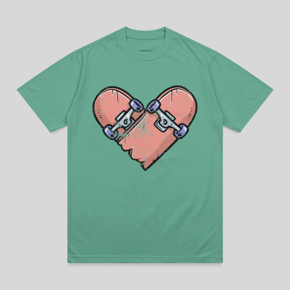 Skateboard Broken Heart Design Grunge Style T-shirt product type