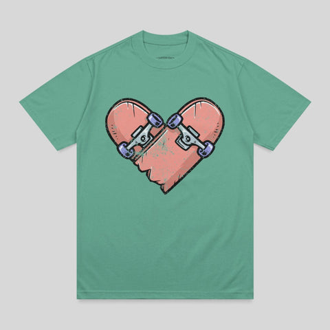 Skateboard Broken Heart Design Grunge Style T-shirt product type