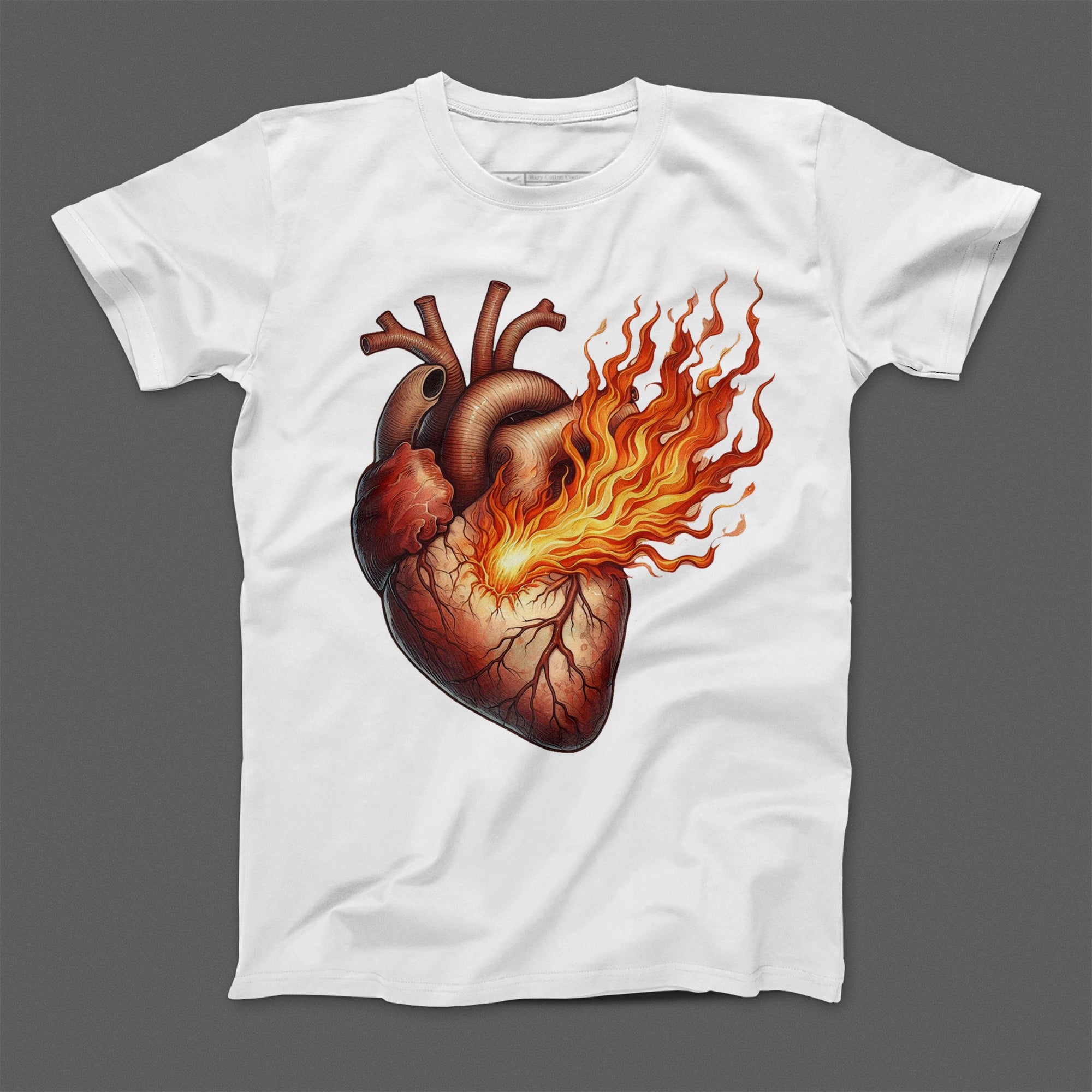 Fiery Heart Graphic Design White T-Shirt Product