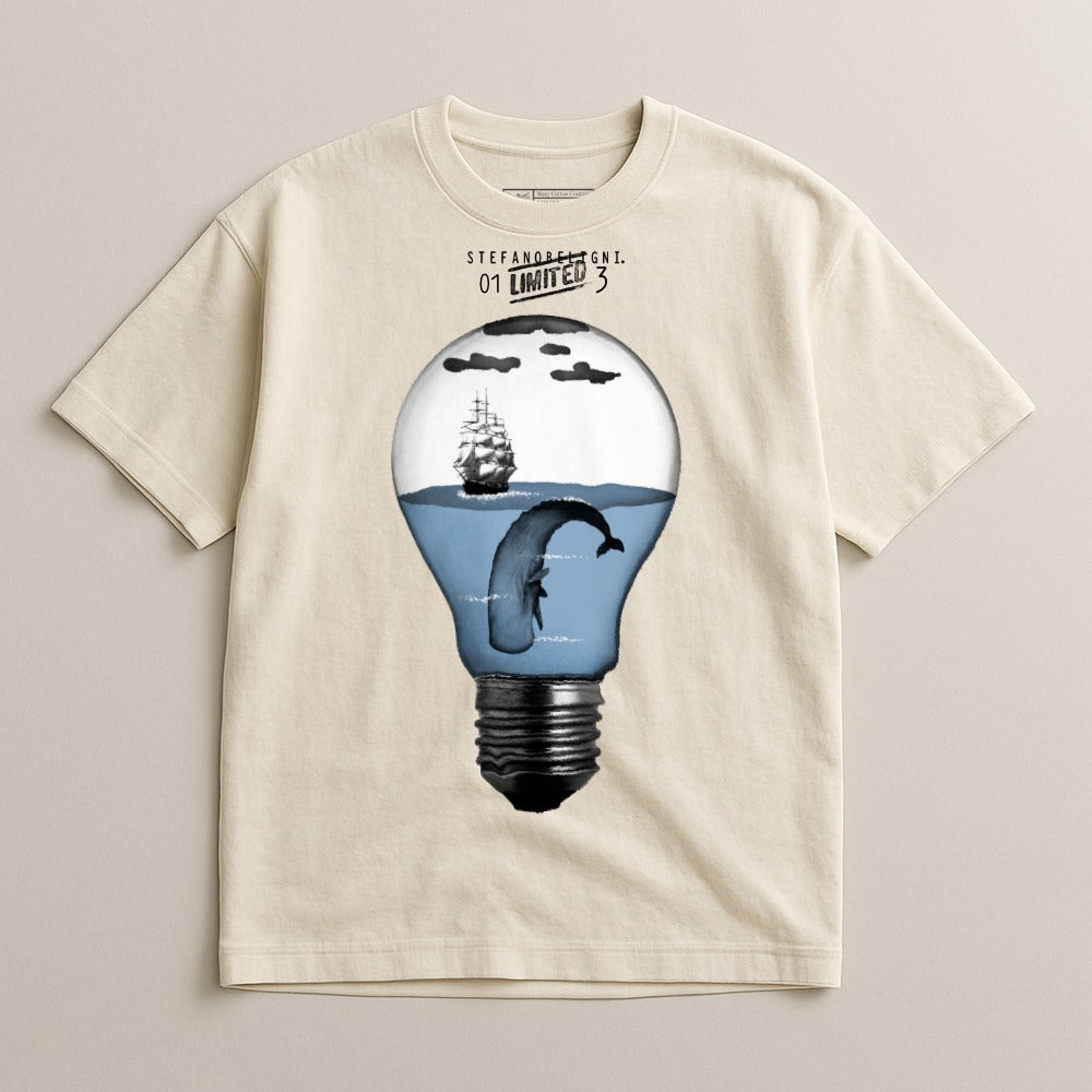Whale and Ship in Light Bulb Graphic Limited Edition Shirt