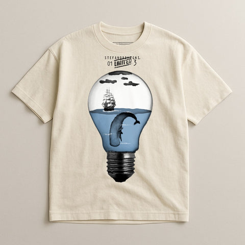 Whale and Ship in Light Bulb Graphic Limited Edition Shirt