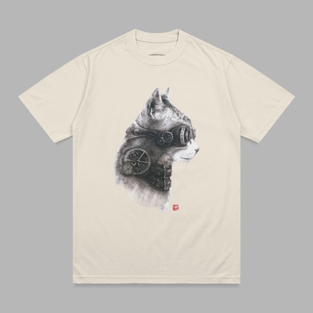 T-shirt with steampunk fox head illustration and "COTTON SOUL" text.