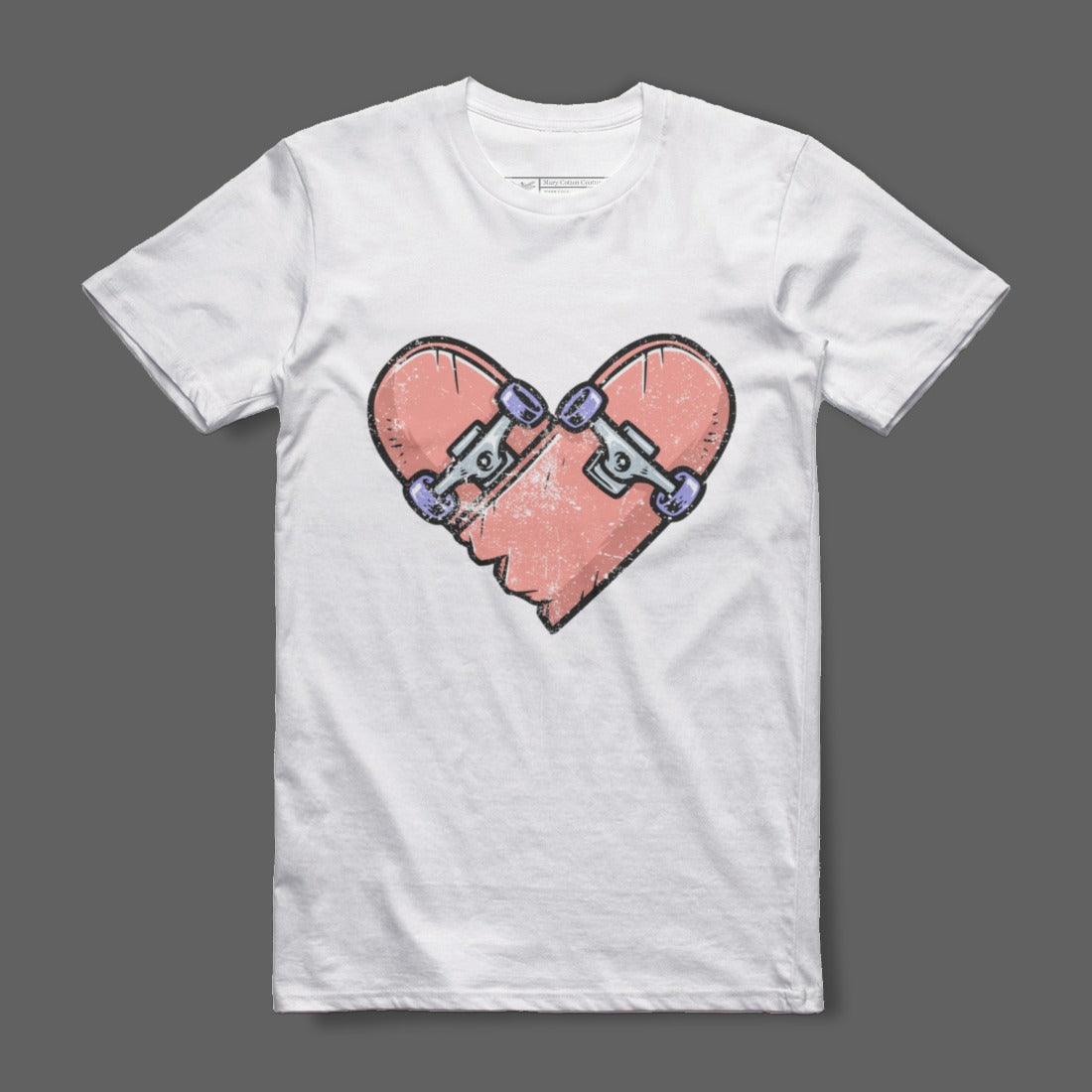 Skateboard Heart Broken Design T-Shirt for Skate Lovers