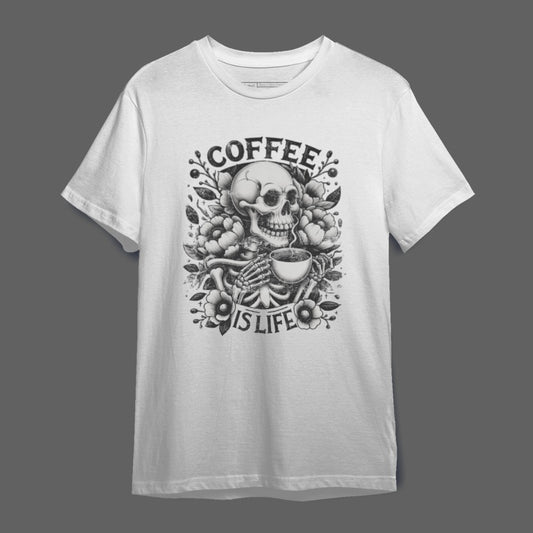 Coffee is Life Skull T-Shirt with Unique Graphic