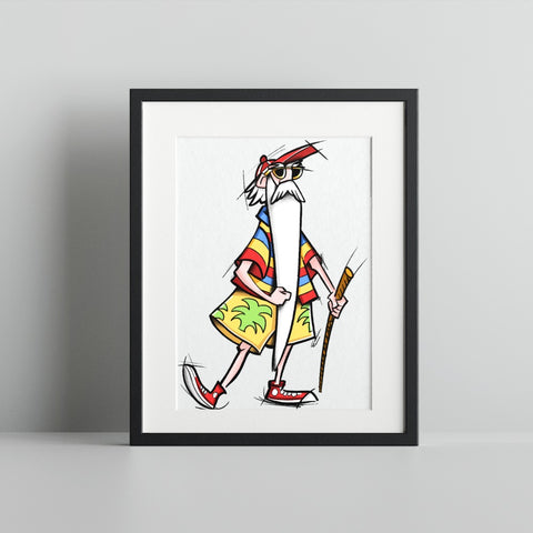 Retro Tropical Cartoon Character Illustration Print