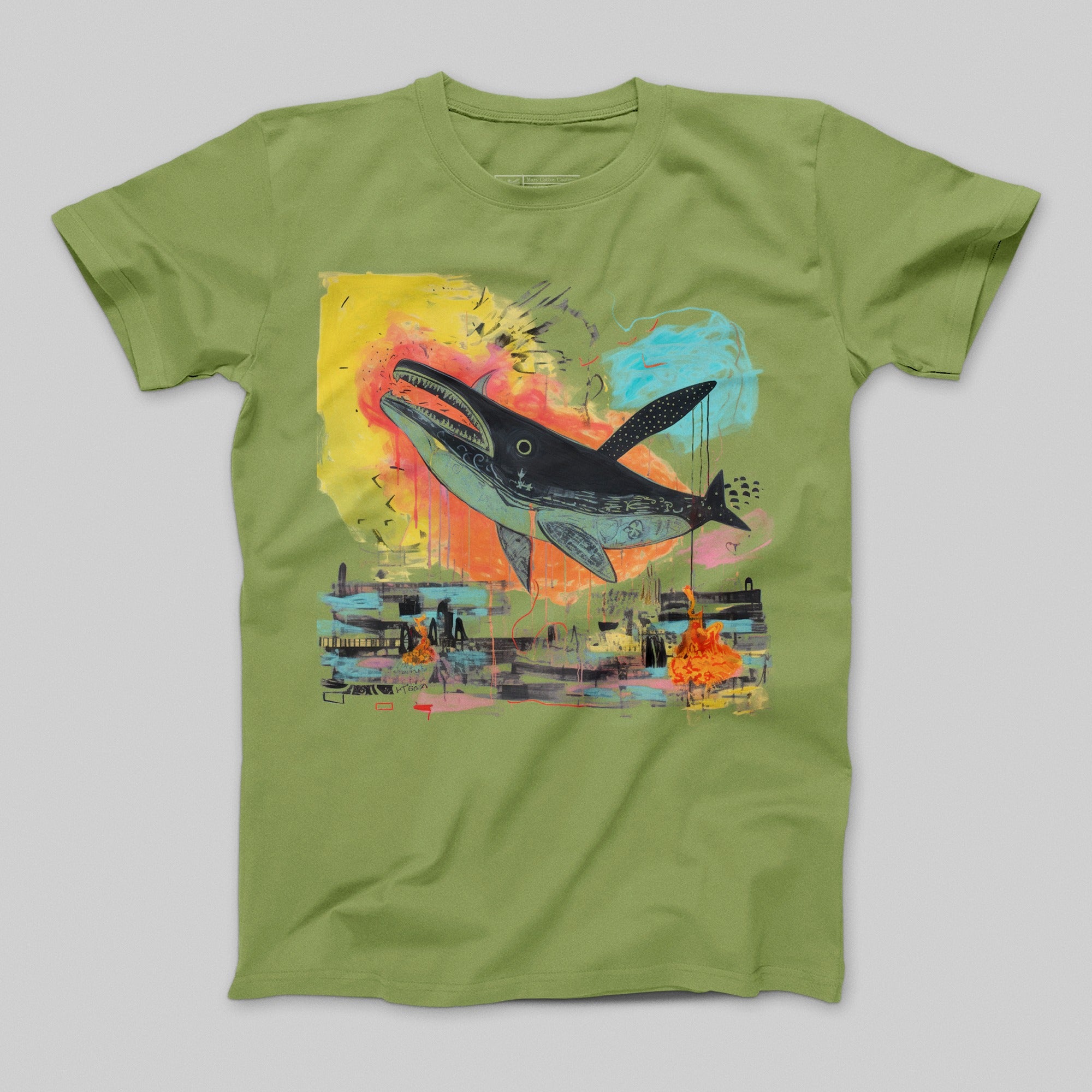 Colorful Abstract Whale Art Graphic T-Shirt