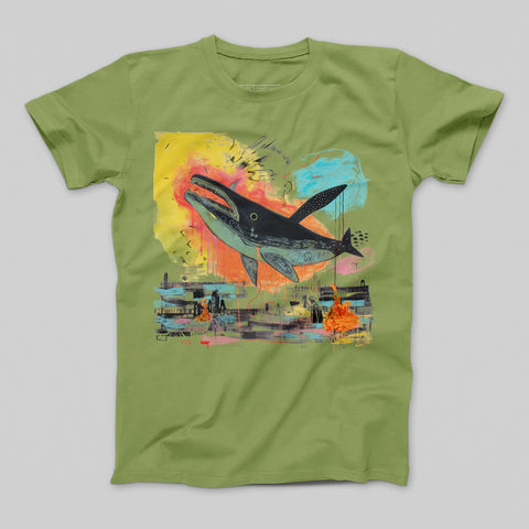 Colorful Abstract Whale Art Graphic T-Shirt