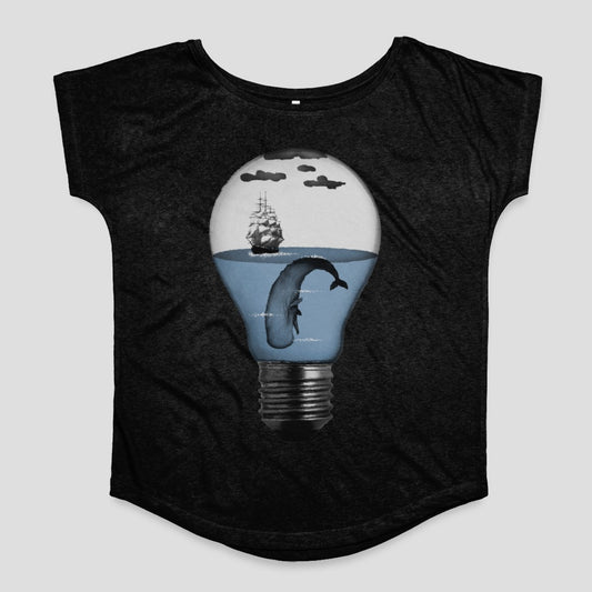 Vintage Ship and Whale in Lightbulb Graphic Shirt