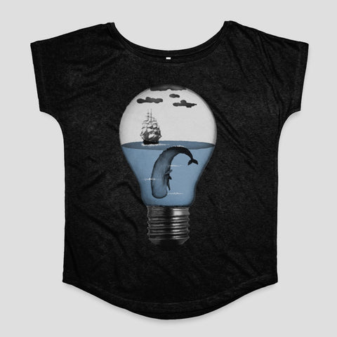 Vintage Ship and Whale in Lightbulb Graphic Shirt