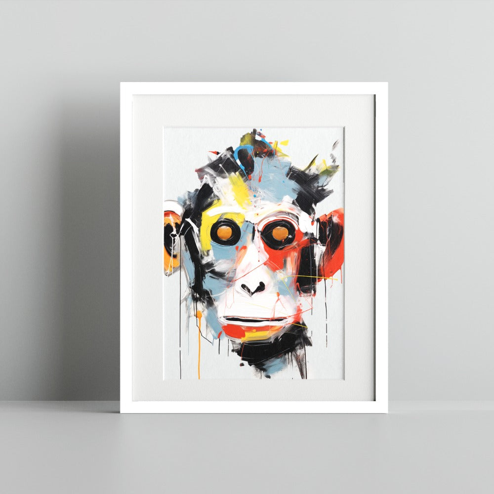 Abstract Colorful Monkey Head Wall Art Print Poster