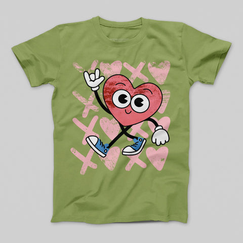 Cute Cartoon Heart Character T-Shirt Design