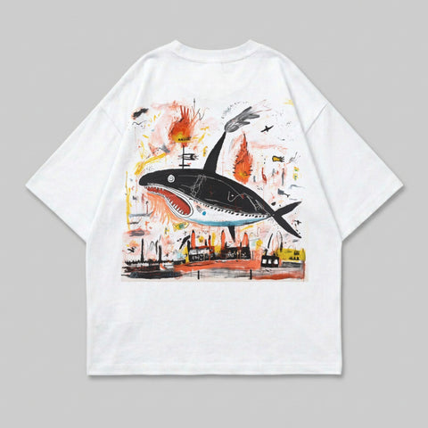 White Shark Vibrant Abstract Back Graphic T-shirt product type