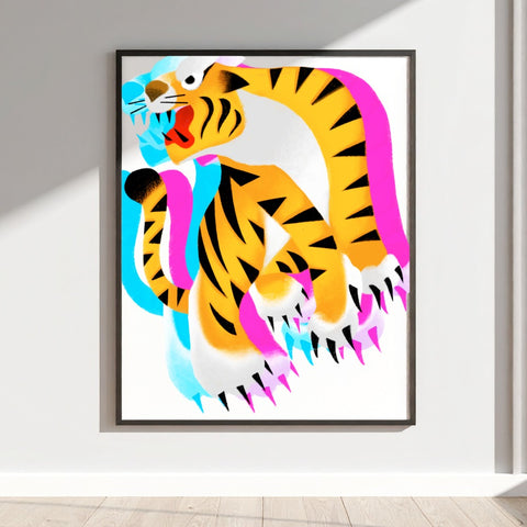 Vibrant Abstract Tiger Artwork Print for Home Decor
