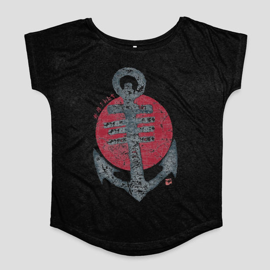Vintage Distressed Anchor Design with Red Circle Shirt