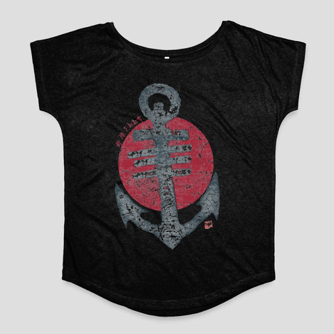 Vintage Distressed Anchor Design with Red Circle Shirt