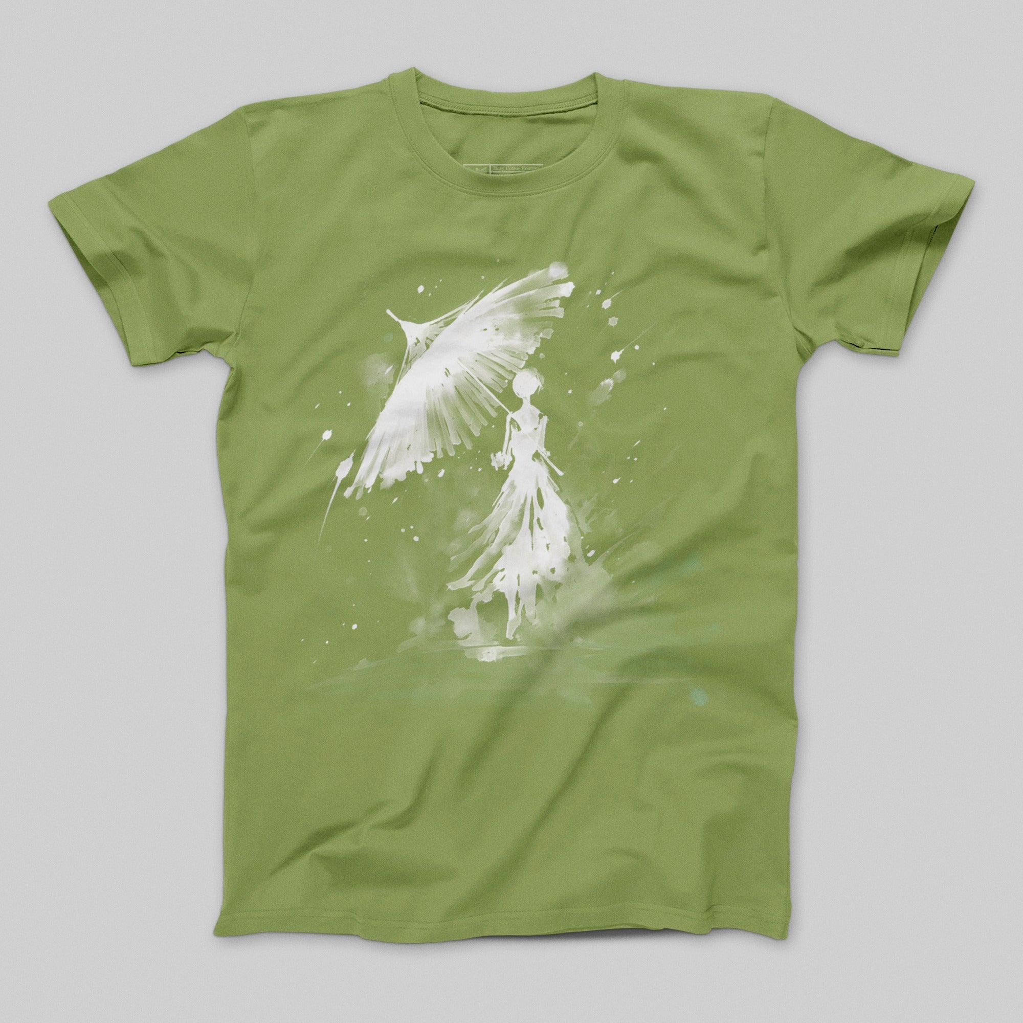 Abstract Artistic Green T-Shirt Unique Graphic Design Tee