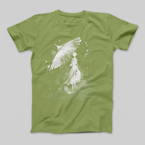 Abstract Artistic Green T-Shirt Unique Graphic Design Tee