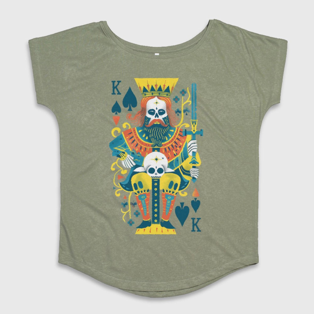 King Skeleton Playing Card Graphic T-Shirt