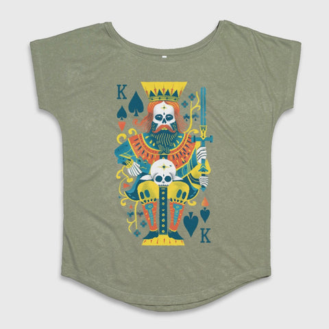 King Skeleton Playing Card Graphic T-Shirt