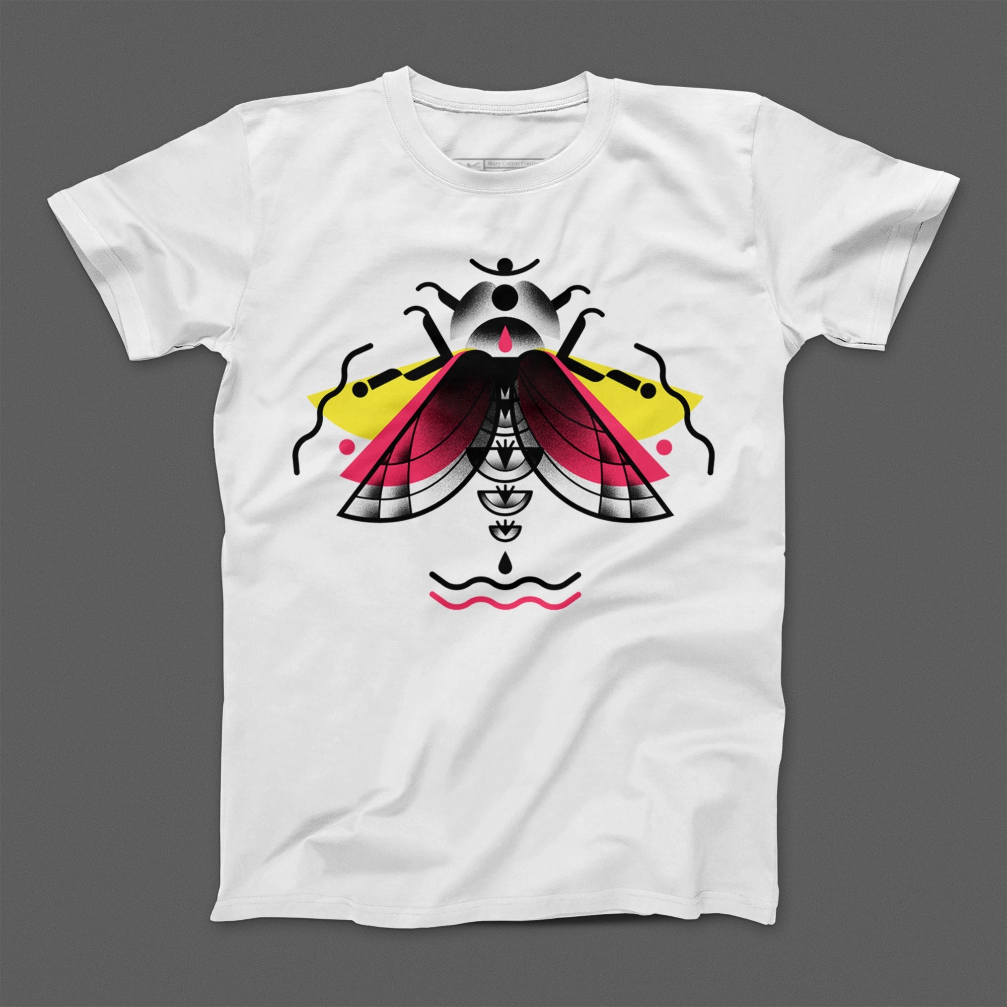 Geometric Insect Design Graphic White T-Shirt