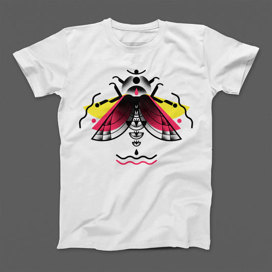 Geometric Insect Design Graphic White T-Shirt