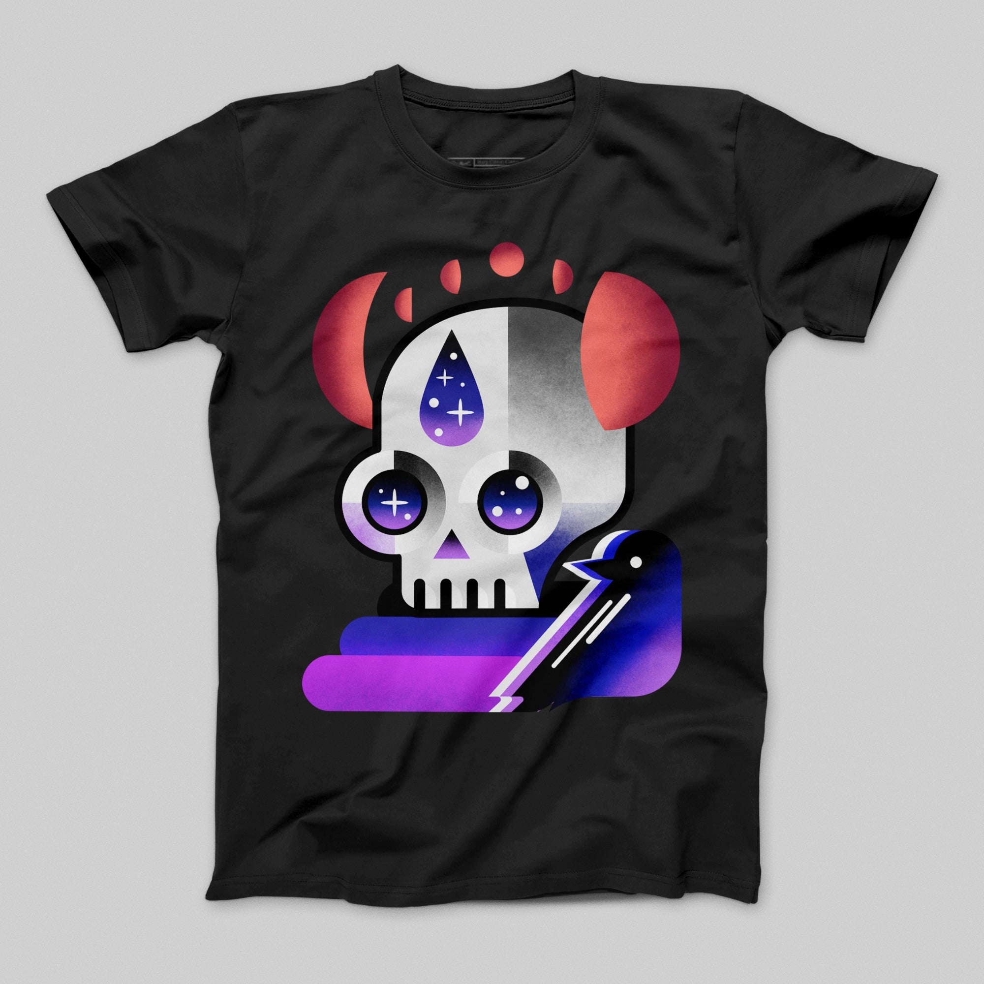 Skull and Bird Abstract Art Graphic T-shirt