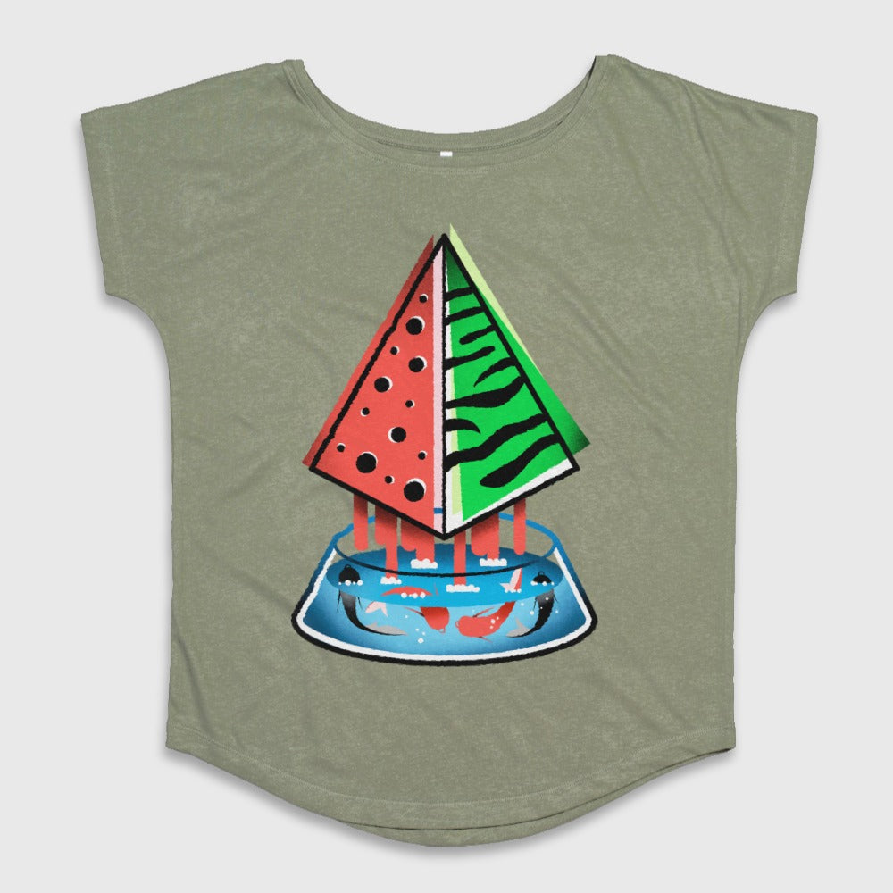 Watermelon and Zebra Stripes Pyramid Art T-Shirt